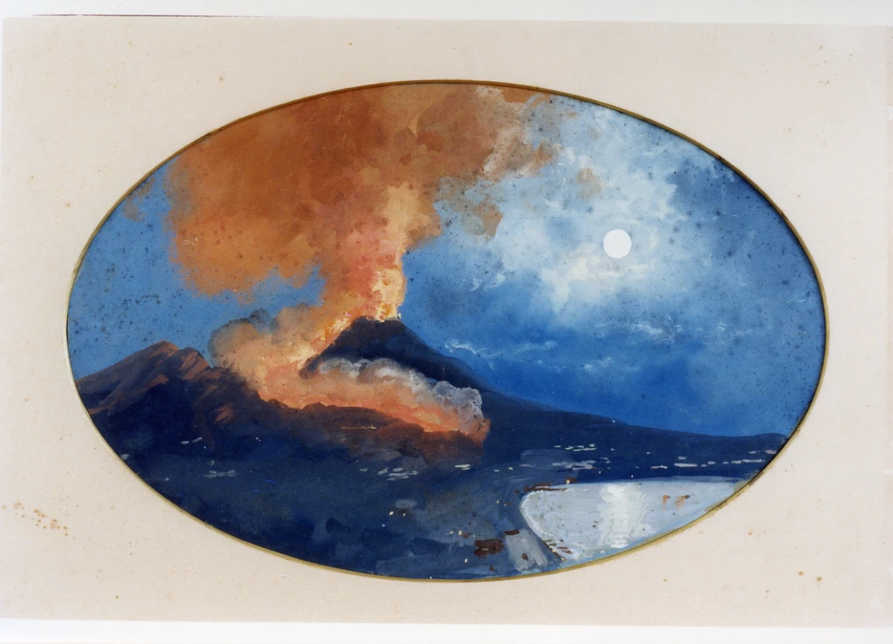 Veduta del Vesuvio in eruzione - Certosa e Museo Nazionale S. Martino, Napoli